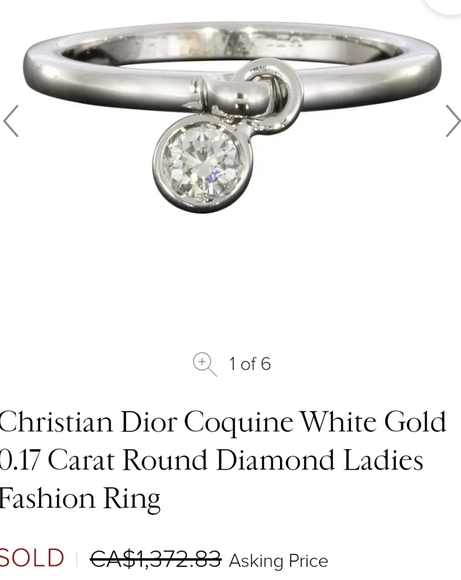 Vintage Diamante Drop Sterling Silver Ring - Picture 11 of 13